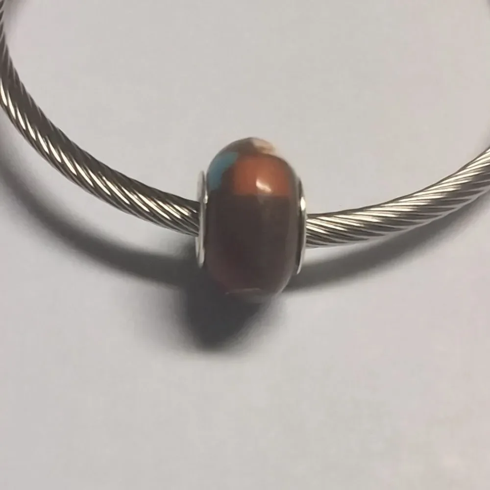 Brown Purple Red White‎ Block Charm for Pandora Style Bracelet - Picture 3 of 5